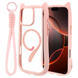 Etui do iPhone 16 Pro, do MagSafe, Cute Cat, różowe + Szkło na ekran