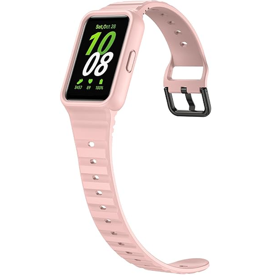 Pasek Silikonowy z Etui do Samsung Galaxy Fit 3, Różowy