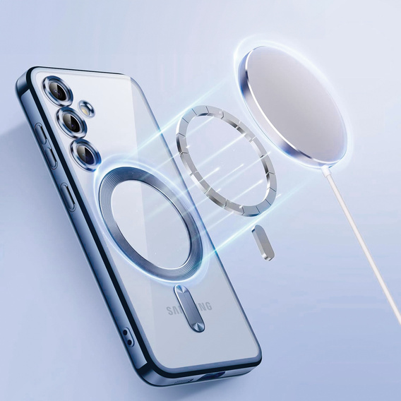 Etui do Samsung Galaxy S25, Electro MagSafe, granatowe + Szkło na ekran