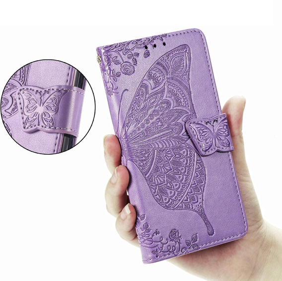 Etui z klapką do Oppo A40 / Oppo A40m, Butterfly, fioletowe