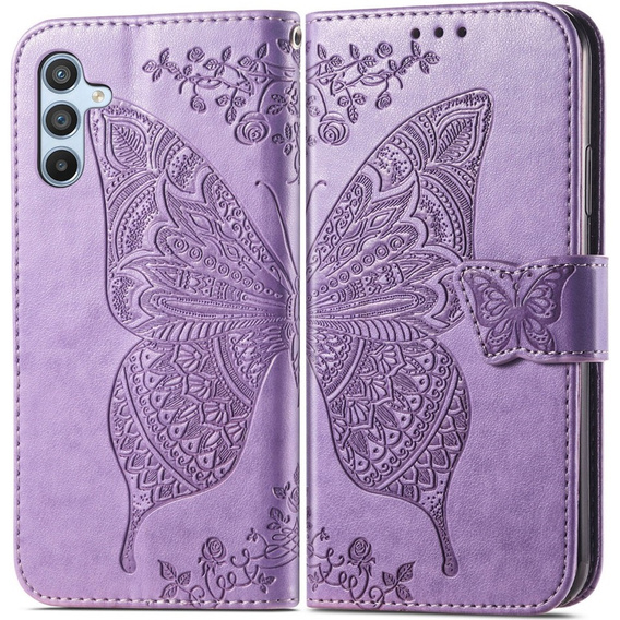 Etui z klapką do Samsung Galaxy A17 5G, portfelowe, Motyl, fioletowe