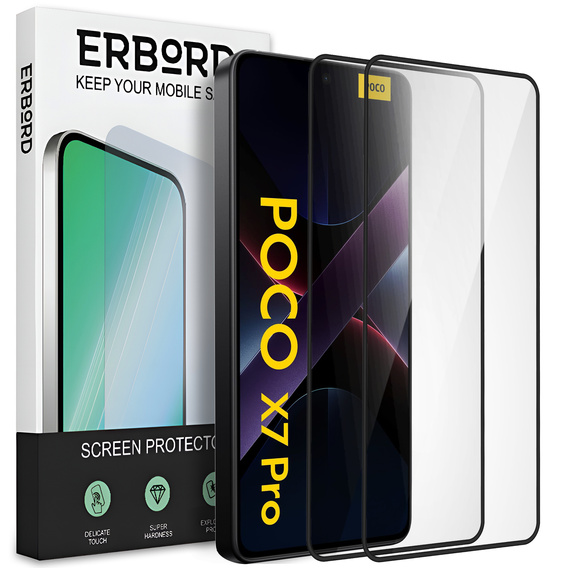 2x Szkło Hartowane ERBORD 3D do Xiaomi Poco X7 Pro – ochrona całego ekranu
