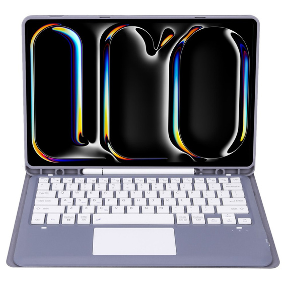 Etui z klawiaturą do iPad Pro 13" 2024 (7 gen.), Leather Pen Slot TouchPad, fioletowe