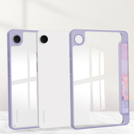 Etui Smartcase Hybrid do Samsung Galaxy Tab A9, z miejscem na rysik – fioletowe Marble
