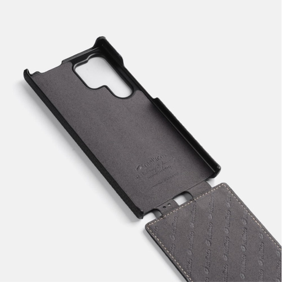 Etui MELKCO z klapką do Samsung Galaxy S24 Ultra, skórzane, flip, czarne