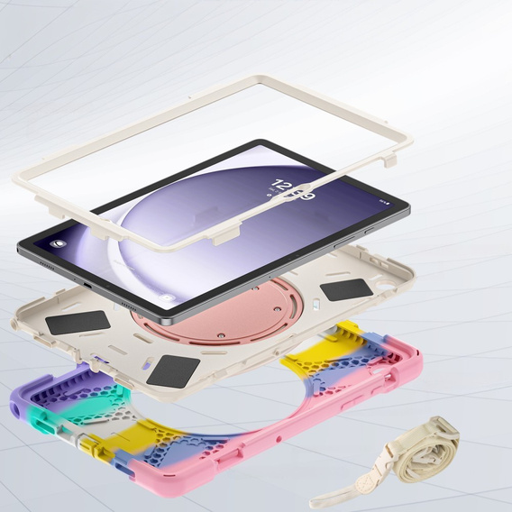 Etui do Samsung Galaxy Tab A9+ X210 / X215 / X216B, Pancerne obrotowe 360, Wielokolorowe