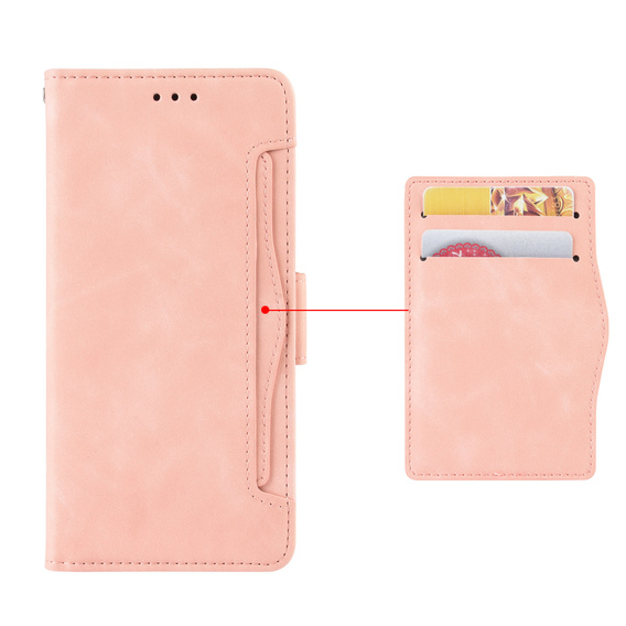 Etui z klapką do Xiaomi Redmi 15 5G / 4G, Card Slot, portfelowe, różowe
