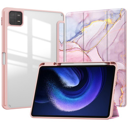 Etui Smartcase Hybrid do Xiaomi Pad 7 / 7 Pro, z miejscem na rysik – różowe Marble