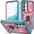 Etui pancerne do Samsung Galaxy S23 Plus, CamShield Slide, różowe / zielone
