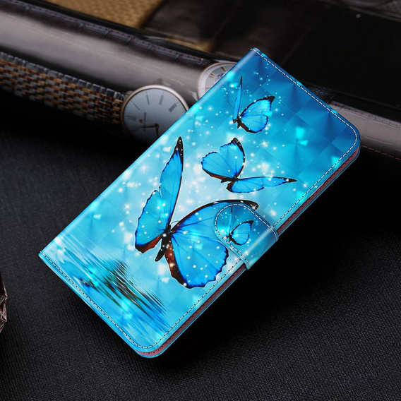 Etui z klapką do Samsung Galaxy A14 4G/5G, Wallet, Butterflies niebieskie