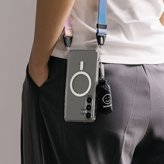 Etui Ringke do Samsung Galaxy S25, Fusion MagSafe, Przezroczyste + Szkło Hartowane 9H