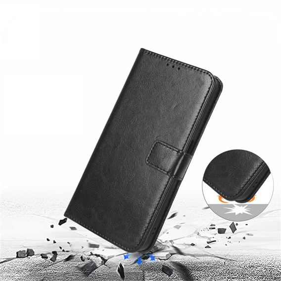 Etui z klapką do Samsung Galaxy M55 5G, Crazy Horse Wallet, czarne