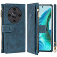 Etui z klapką do Honor Magic 6 Lite 5G, Wallet Zipper Pocket, niebieskie