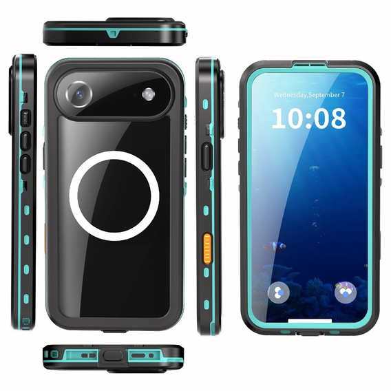 Etui do iPhone 17 Air, Wodoodporne IP68, SHELLBOX MagSafe, niebieskie
