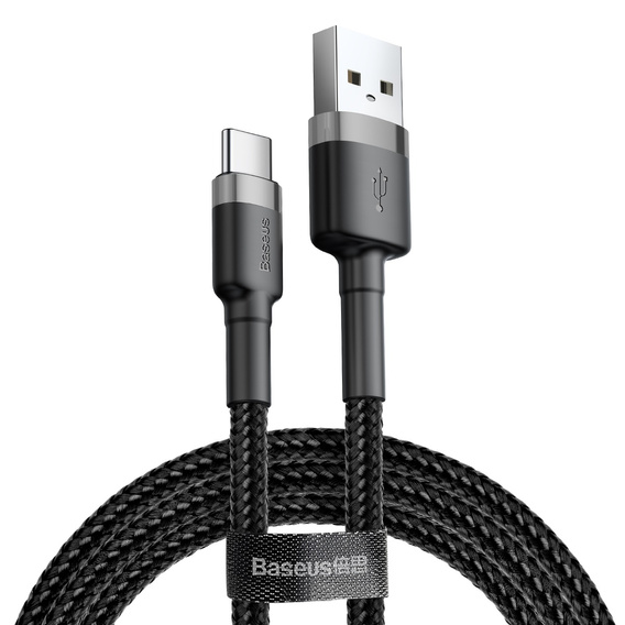 Baseus Cafule 1 m – wytrzymały kabel USB-A do USB-C 3A, szaro-czarny