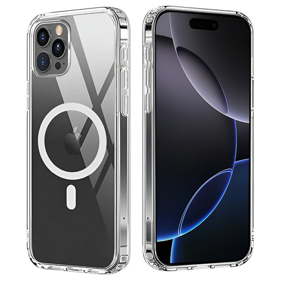 Etui Magnetyczne do iPhone 16 Pro Max, ERBORD CrystalMag, przezroczyste + Szkło na ekran