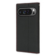 Etui z klapką do Google Pixel 10 / 10 Pro, skórzane Litchi Grain, czarne