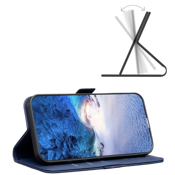 Etui z klapką do Samsung Galaxy A15, BINFEN Wallet, niebieskie + szkło 9H