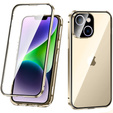 Etui do iPhone 14 Plus, Magnetic Dual Glass, złote
