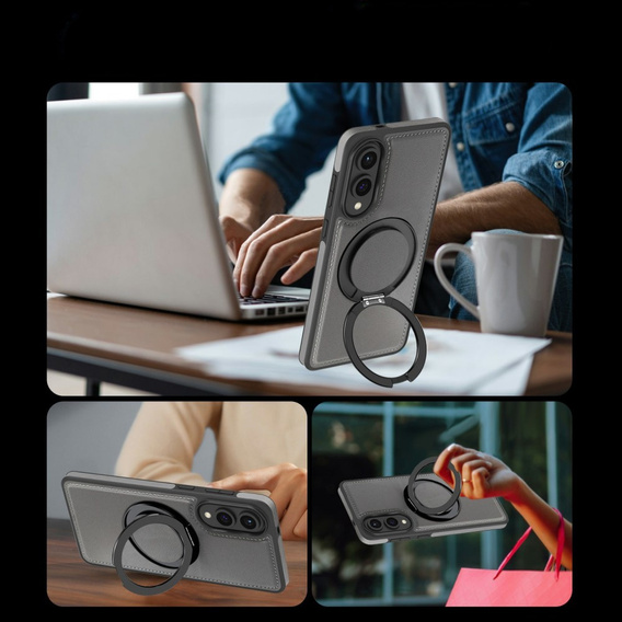 Etui do Samsung Galaxy S25 Edge, magnetyczne z podstawką – szare