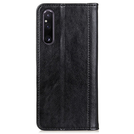 Etui do Sony Xperia 1 V, Wallet Litchi Leather, czarne