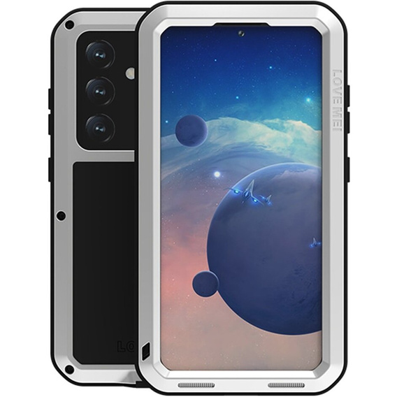 Etui Love Mei do Samsung Galaxy S24, pancerne ze szkłem, szare