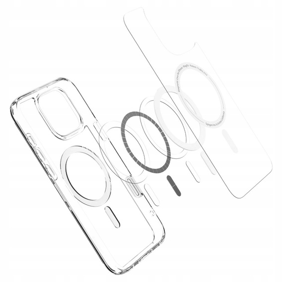 Etui z MagSafe Spigen do iPhone 16 Pro, Ultra Hybrid "T", Przezroczyste + Szkło