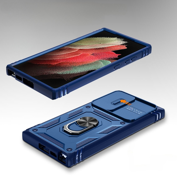Etui pancerne do Samsung Galaxy S23 Ultra, CamShield Slide, niebieskie