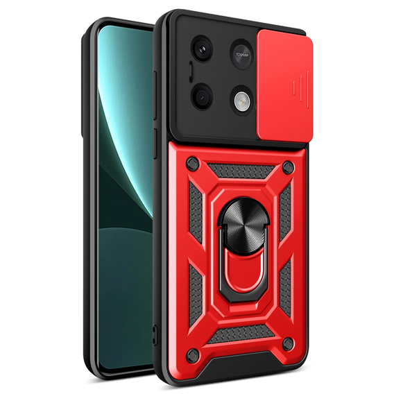 Etui pancerne do Xiaomi Redmi Note 13 5G, CamShield Slide, czerwone
