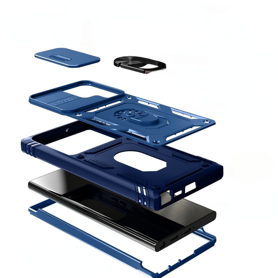 Etui pancerne do Samsung Galaxy S24 Ultra, CamShield Slide, niebieskie