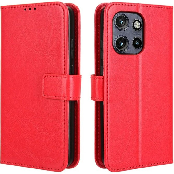 Etui z klapką do Motorola Edge 50 Neo / Motorola ThinkPhone 25, Crazy Horse Wallet, czerwone