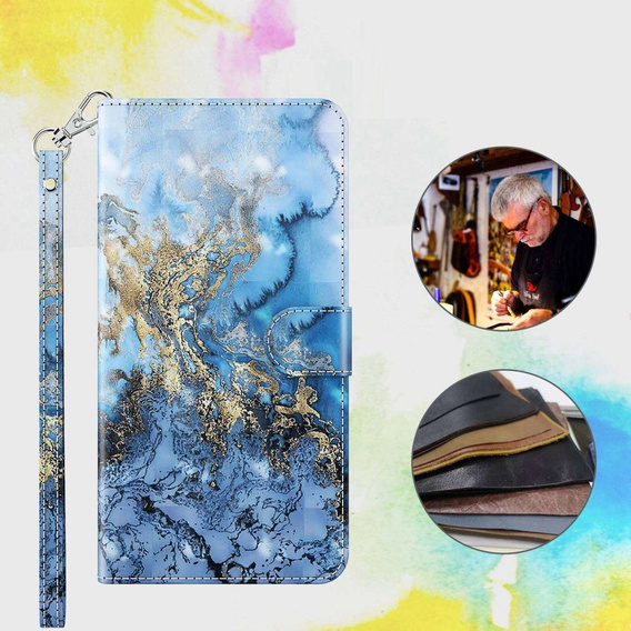 Etui z klapką do Oppo A17, Wallet, Marble niebieskie