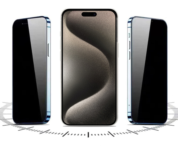 2x Szkło Hartowane prywatyzujące do iPhone 15 Pro, ERBORD 9H Easy App Anti-Peep