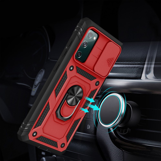 Etui pancerne do Samsung Galaxy S20 FE, CamShield Slide, czerwone