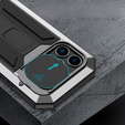 Etui do iPhone 14 Pro, R-JUST CamShield Slide, pancerne, srebrne / czarne