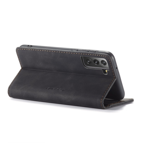 Etui CASEME do Samsung Galaxy S21 FE, Leather Wallet Case, czarne