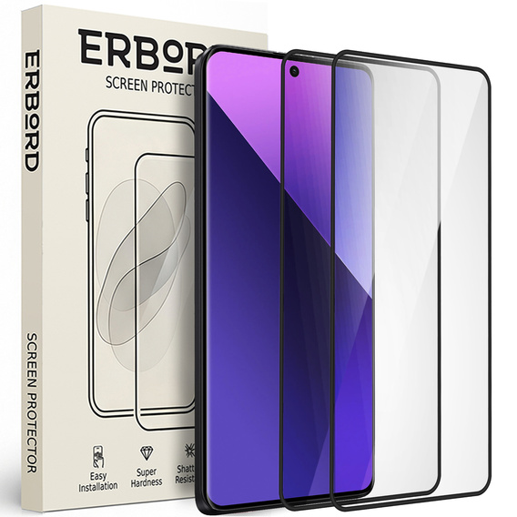 2x Szkło Hartowane ERBORD 3D do Xiaomi Redmi Note 13 Pro+ 5G – ochrona całego ekranu
