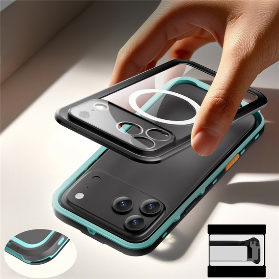 Etui do iPhone 17 Pro Max, Wodoodporne IP68, SHELLBOX MagSafe, niebieskie