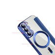 Etui z klapką do Samsung Galaxy S22 5G, RFID Wallet MagSafe z ochroną aparatu, granatowe