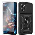 Zestaw Etui pancerne do Xiaomi Poco X5 Pro 5G, Nox Camera Slide, czarne + Szkło
