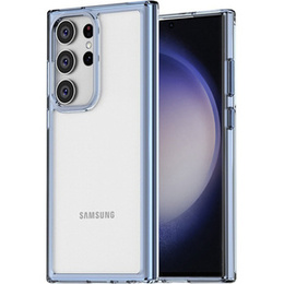 Etui do Samsung Galaxy S23 Ultra, Fusion case przezroczyste z niebieską ramką