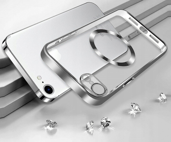 Etui do iPhone 7/8/SE 2020/SE 2022, Electro MagSafe, srebrne + Szkło na ekran