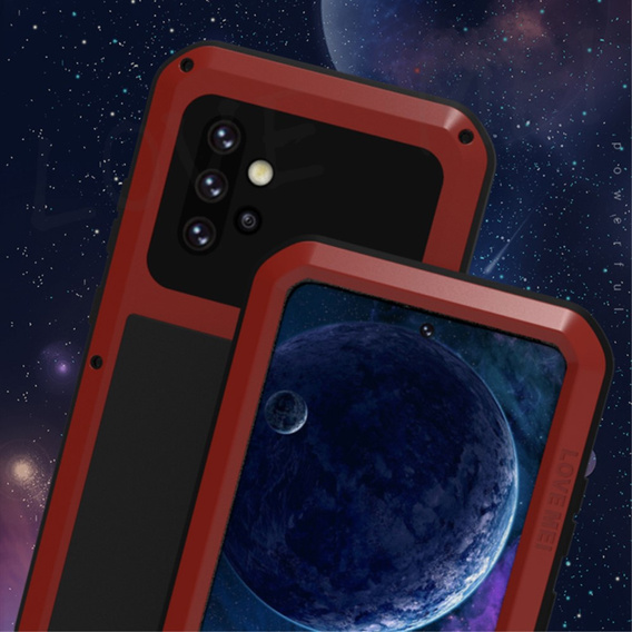 Etui Love Mei do Samsung Galaxy A52/A52s, pancerne ze szkłem, czerwone