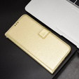 Etui z klapką do Xiaomi Poco F6, Crazy Horse Wallet, złote