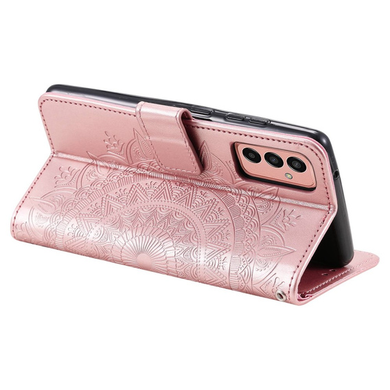 Etui z klapką do Samsung Galaxy A14 4G/5G, Mandala, różowe rose gold