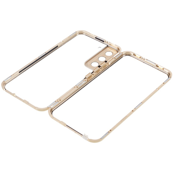 Etui do Samsung Galaxy S22, Magnetic Dual Glass, złote