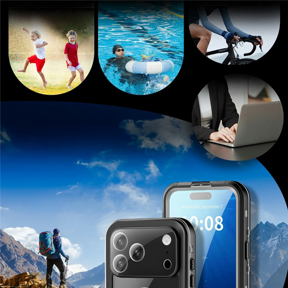 Etui do iPhone 17 Pro Max, Wodoodporne IP68, SHELLBOX MagSafe, czarne