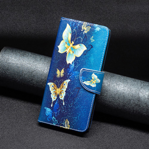 Etui z klapką do Infinix Hot 40i, Wallet, Butterflies niebieskie