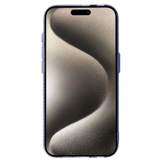 Etui do iPhone 15 Pro, Carbon Fiber MagSafe, niebieskie