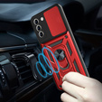 Etui pancerne do Samsung Galaxy S21 FE, CamShield Slide, czerwone
